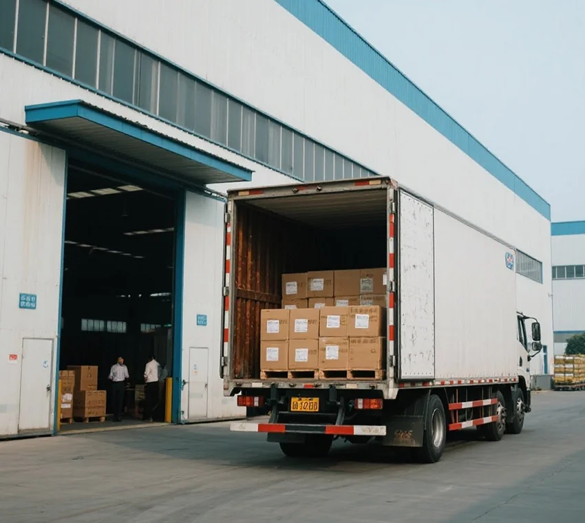 Delivery truck at warehouse